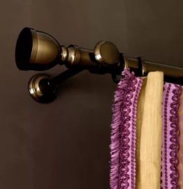 Tringle décorative et support en laiton pour rideaux avc anneaux