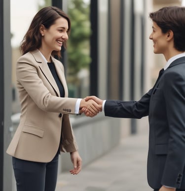 A professional lawyer consulting with a client in a modern office.