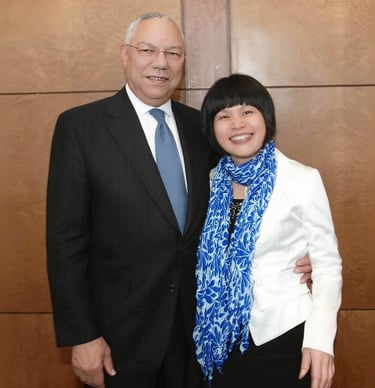 Shirley Lee with the late General Colin Powell during an executive leadership program.