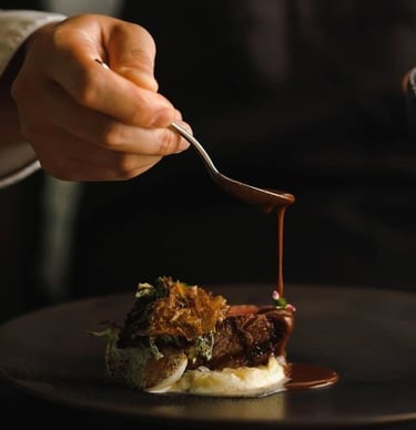 Steak Drizzled with Sauce