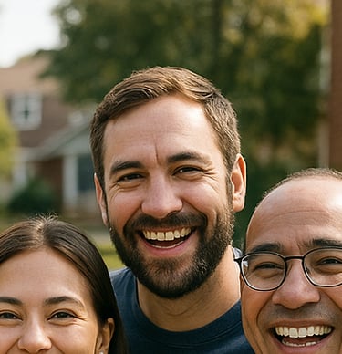 a group of people standing around a group of people