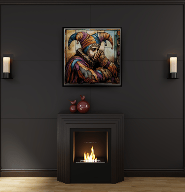 Jester's Lament watercolor painting mockup