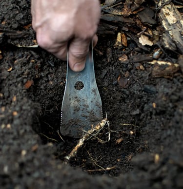 boglerco trowel sawing through roots