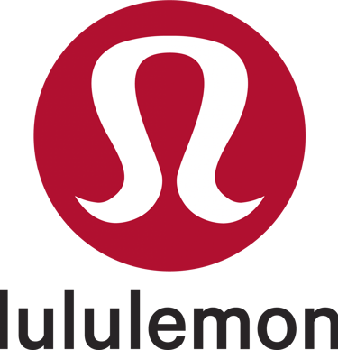 lululemon logo (stylized white Omega symbol on a red circle, with the word "lululemon" under it)