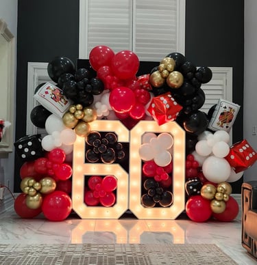 60 marquee number sign with a casino theme