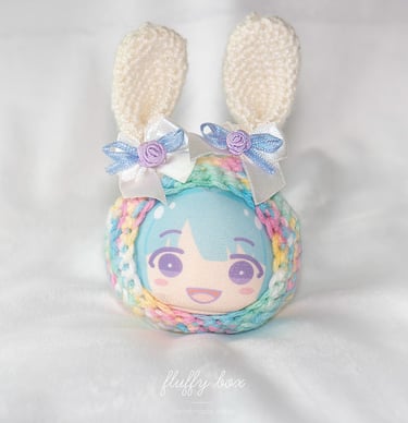 hand crafted cotton candy bunny omanjuu covers with cute ribbons and kawaii aesthetic