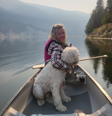 fishing from the canoe