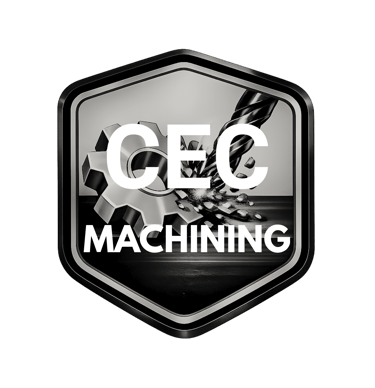 CEC Machining logo featuring a drill bit and gear graphic for industrial metalworking services.