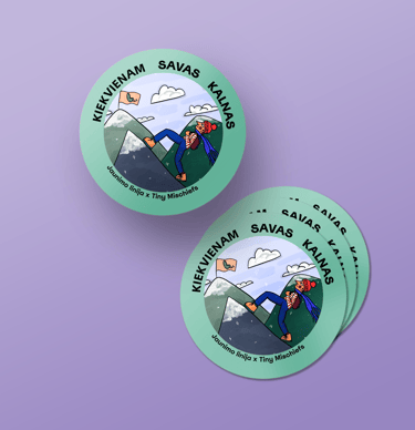 mockup of stickers for jaunimo linija