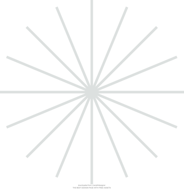 Minimalist white starburst graphic with radiating lines on a solid black background.