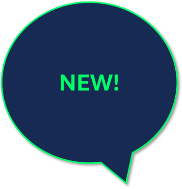 A quote in a round graphic saying 'NEW'