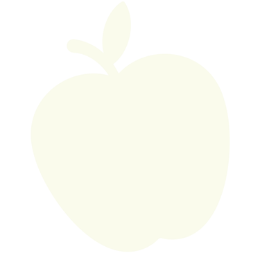 Minimalista fehér alma gyümölcs ikon szárral és levéllel fehér háttérrel.