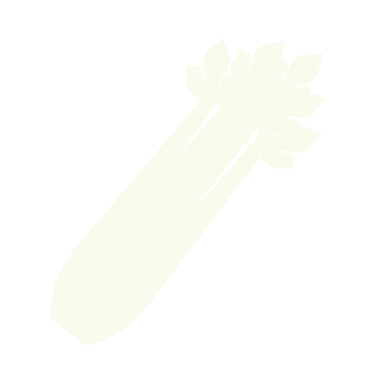 Minimalista, lapos illusztráció egy friss zellerszárról zöld levelekkel fehér háttér előtt.