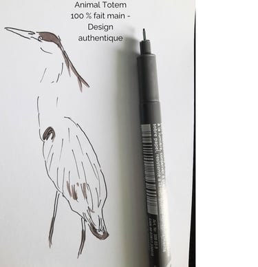 illustration animal totem, fait main