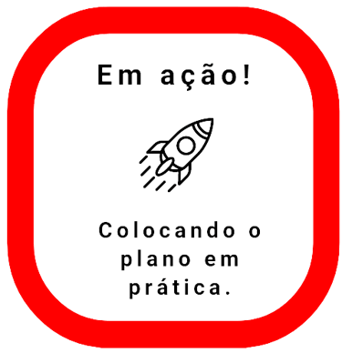 uma placa vermelha e branca que diz "em ação"