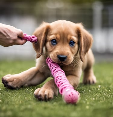 puppy playing with toy