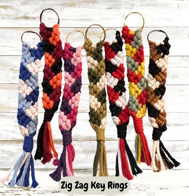 zig zag keyrings handmade macrame