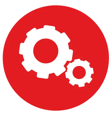 Red cogwheels icon