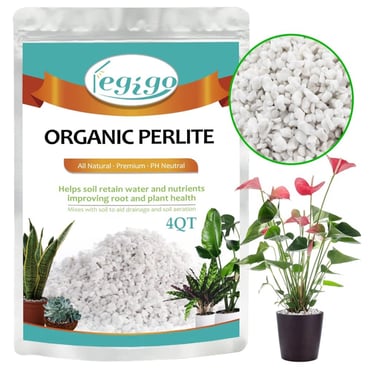 Perlite used in potting soil to improve drainage and airflow for healthy root development in indoor