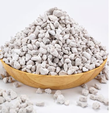 Pumice stone used in indoor plant soil mixes to improve drainage and airflow and prevent root rot