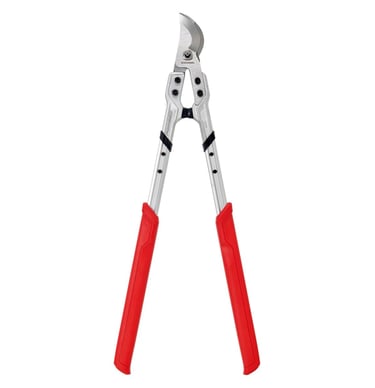 Corona bypass loppers with red comfort grips and steel blades for heavy-duty garden pruning.