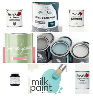 Images showing a range of possible furniture paint brands. Used to accompany a blog on choosing the right furniture paint