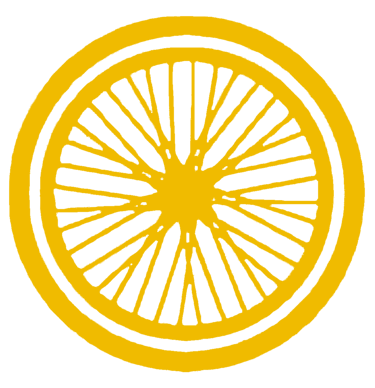 une roue de vélo jaune