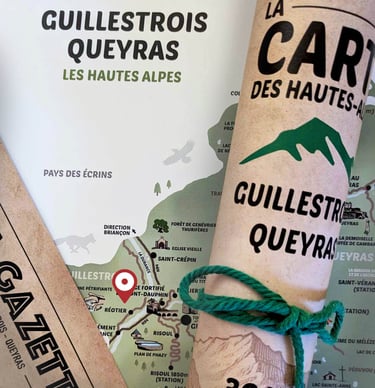 Carte rouleau gazette Guillestrois Queyras Zéro Cinq Design