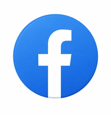 Official Facebook social media icon with a white lowercase f on a blue circular background.