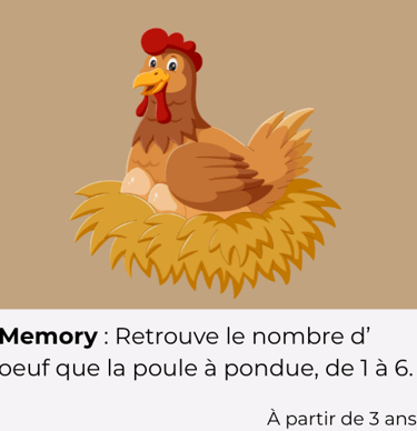 memory des chiffre de 1 à 6