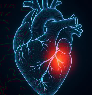 Ilustración de un corazón resaltado, representando el diagnóstico cardiaco por ecocardiografía