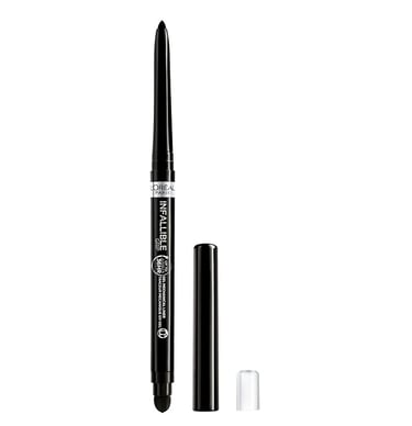 a black and white mascara brush on a white background