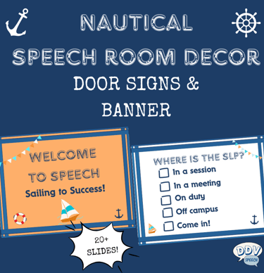 nautical speech room decor signs with navy background and picture of anchor