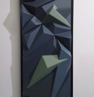 Contemporary abstract fine art piece with rich texture and dimensional surface detail.