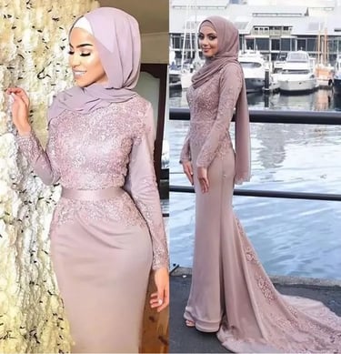 woman in a hijab evening dress