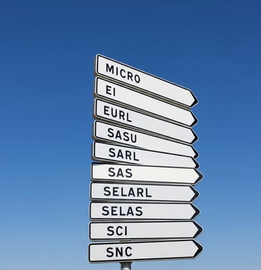 panneaux montrant les différents  statuts juridiques