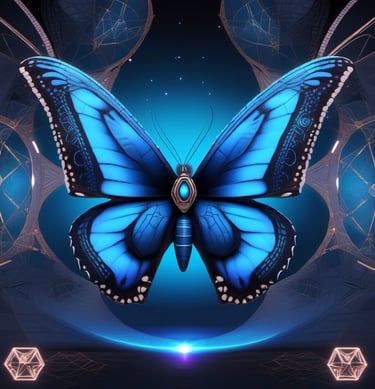 a blue butterfly butterfly on a blue background