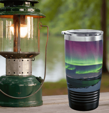 20oz tumbler cup on camping table