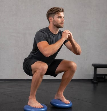 een man doet een balans oefening voor core stability