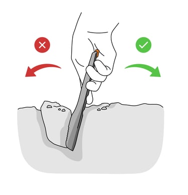 how to dig with boglerco trowel graphic
