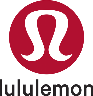 lululemon logo (stylized white Omega symbol on a red circle, with the word "lululemon" under it)