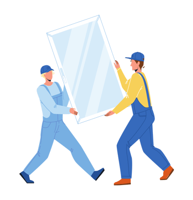 illustration de deux personnes portant une fenêtre