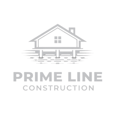 Prime Line Construction logo featuring a waterfront house on stilts over reflecting water.