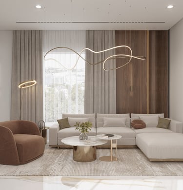 تصميم داخلي غرفة معيشة فيلا الرياض