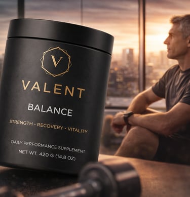 Valent Balance performance and longevity supplement. Strength, recovery, vitality. 