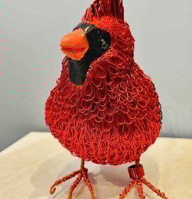 RUTLEDGE - pine and plated wire bird by Guy Cranston