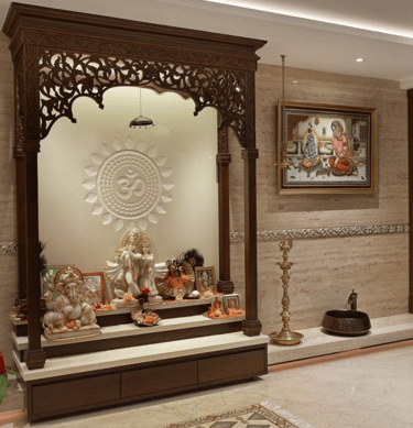 Modern Wooden temple design by mandir makers