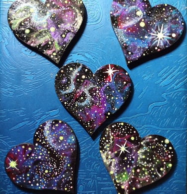 Sam Barnes acrylic hearts