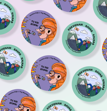 mockup of stickers for jaunimo linija