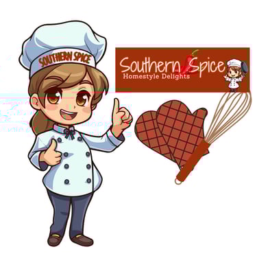 a cartoon character holding a sign that says southern fried chicken